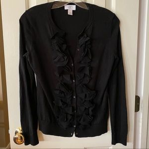 Ann Taylor Loft Black Ruffle Sweater